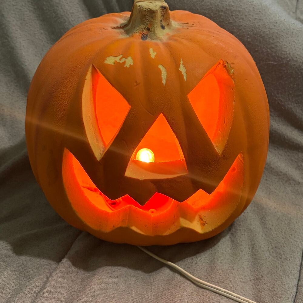 Vintage Gemmy Lighted Foam Jack O Lantern Pumpkin Halloween Decor Corded Works